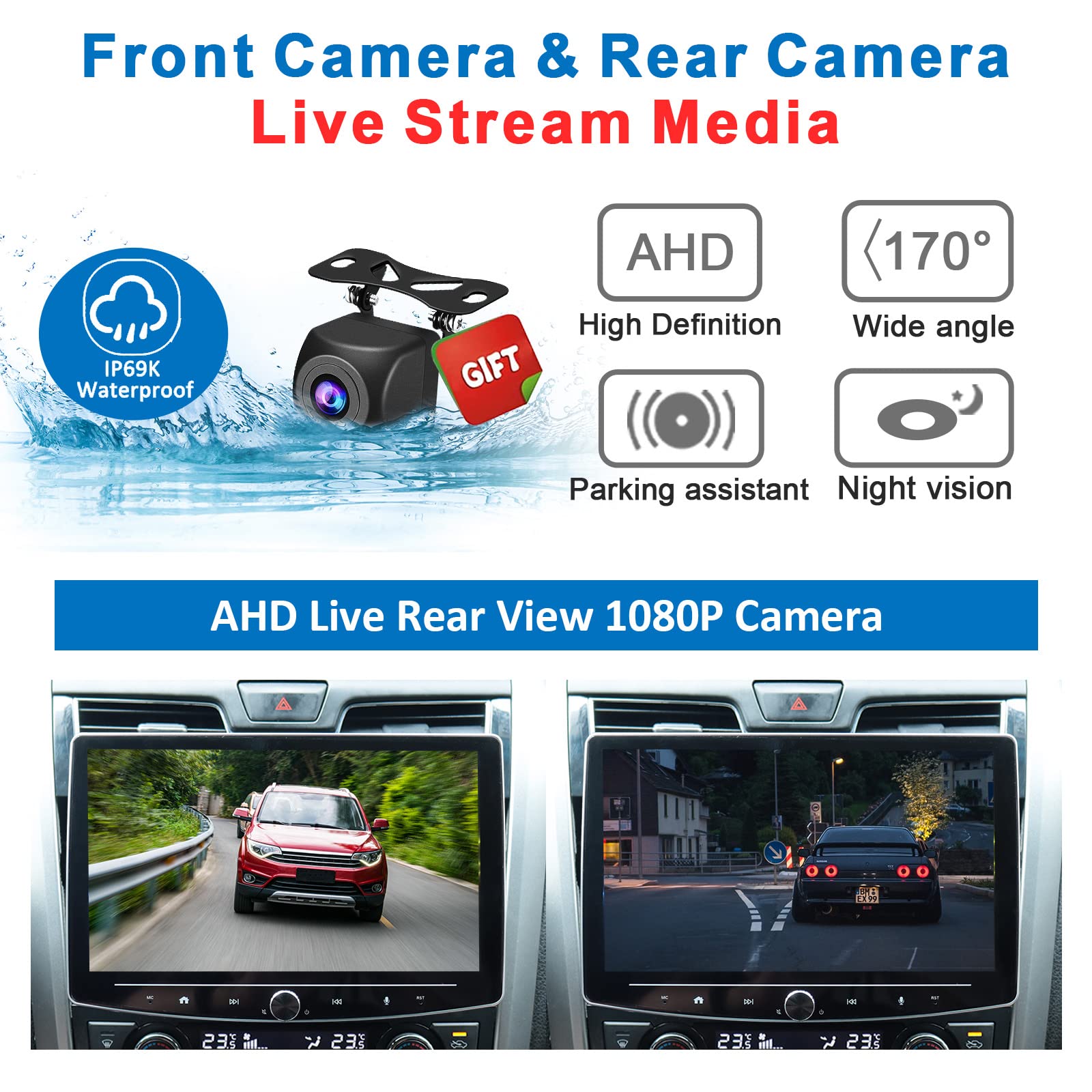Iying Android Double Din Car Stereo Wireless Carplay Android Auto 8 Core 2G+32G Detachable 10 Inch Touchscreen Car Radio Bluetoo